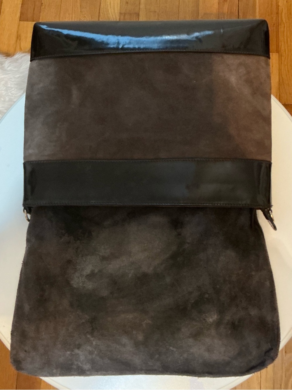 Gucci Rare Vintage Brown Suede & Patent Leather Shoulder Crossbody Bag - Picture 13 of 15